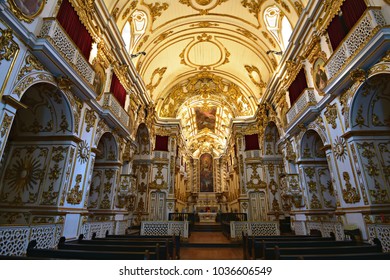 Rio De Janeiro, Brazil. August 24, 2016. Panoramic Interior View Of The Old Colonial, Roman Catholic Cathedral Igreja Do Carmo Dated 17th To 18th Century. 