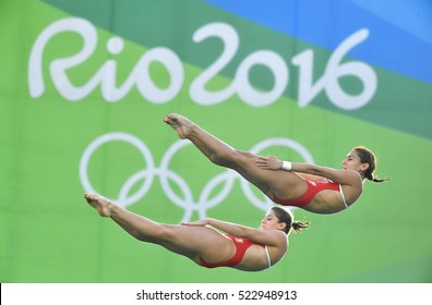 Rio De Janeiro, Brazil, August 10, 2016: 10m Platform Diving At The Olympic Games Rio 2016, The Maria Lenk Aquatic Center, Rio De Janeiro, Brazil,