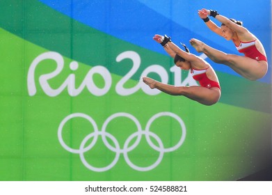 Rio De Janeiro, Brazil, August 10, 2016: 10m Platform Diving At The Olympic Games Rio 2016, The Maria Lenk Aquatic Center, Rio De Janeiro, Brazil