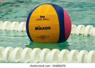 RIO DE JANEIRO, BRAZIL - AUGUST 10, 2016: Rio 2016 Mikasa Water Polo Game Ball At The Maria Lenk Aquatic Center In Rio De Janeiro