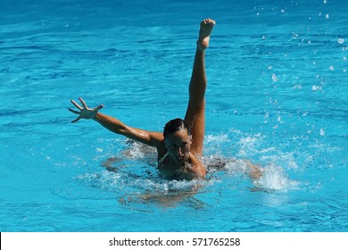 RIO DE JANEIRO, BRAZIL - AUGUST 14, 2016: Ona Carbonell And Gemma Mengual Of Spain Compete During Synchronized Swimming Duets Free Routine Preliminary Of The Rio 2016 Olympic Games 