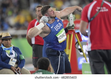 Rio De Janeiro, Brazil - August 18, 2016: Joe KOVACS (USA) During Men's Shot Put Final In The Rio 2016 Olympics Games