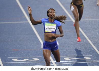 Rio De Janeiro, Brazil - August 18, 2016: Runner MUHAMMAD Dalilah (USA) During Women's 400m Hurdles In The Rio 2016 Olympics