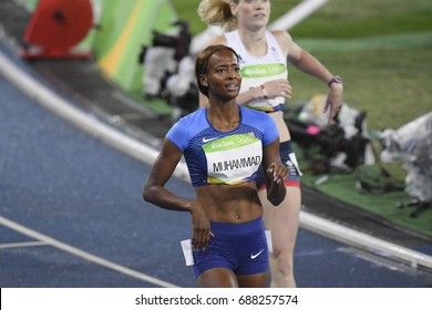 Rio De Janeiro, Brazil - August 18, 2016: Runner MUHAMMAD Dalilah (USA) During Women's 400m Hurdles In The Rio 2016 Olympics