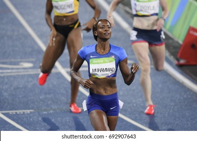 Rio De Janeiro, Brazil - August 18, 2016: Runner MUHAMMAD Dalilah (USA) During Women's 400m Hurdles In The Rio 2016 Olympics