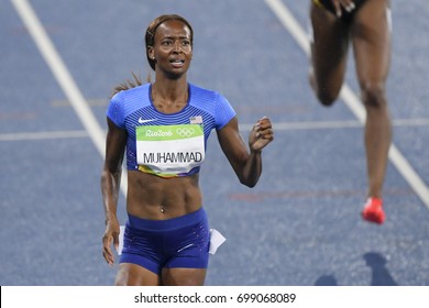 Rio De Janeiro, Brazil - August 18, 2016: Runner MUHAMMAD Dalilah (USA) During Women's 400m Hurdles In The Rio 2016 Olympics