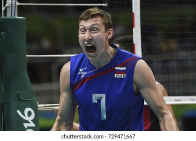 Rio De Janeiro, Brazil - August 21, 2016: Dimitry VOLKOV (RUS) During Men's Volleyball,match Russia And USA In The Rio 2016 Olympics Games