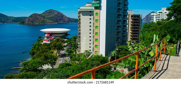 Niterói, Rio De Janeiro, Brazil - CIRCA 2022: The Museum Of Contemporary Art Is A Project By Brazilian Architect Oscar Niemeyer, In Niterói - Rio De Janeiro, Brazil