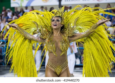 RIO DE JANEIRO, Brazil - february 07, 2016: Samba school parade Ilha do Governador during the 2016 carnival in Rio de Janeiro, the Sambodromo.