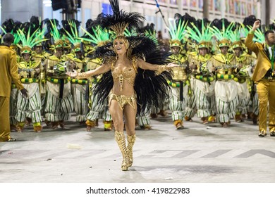 RIO DE JANEIRO, Brazil - february 08, 2016: Samba school parade Unidos de Padre Miguel during the 2016 carnival in Rio de Janeiro, the Sambodromo.