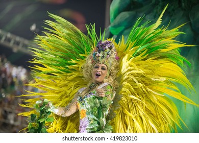 RIO DE JANEIRO, Brazil - february 08, 2016: Samba school parade Unidos da Tijuca during the 2016 carnival in Rio de Janeiro, the Sambodromo.