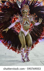 RIO DE JANEIRO, Brazil - February 25, 2017: Samba School Parade Estácio De Sá During The 2017 Carnival In Rio De Janeiro At Sambodromo (Marques De Sapucai).