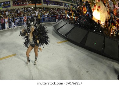 RIO DE JANEIRO, Brazil - February 25, 2017: Samba School Parade Estácio De Sá During The 2017 Carnival In Rio De Janeiro At Sambodromo (Marques De Sapucai).