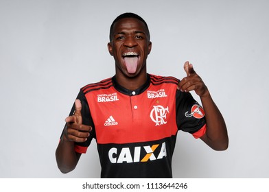 Rio De Janeiro, Brazil, January 30, 2018
Flamengo Player Vinícius Júnior During A Half Day Before The Press Conference At The Flamengo Club In The City Of Rio De Janeiro.