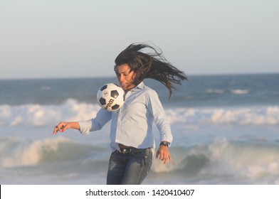 Rio De Janeiro - Brazil, January 10, 2018, Brazilian Soccer Team Player Marta Vieira Da Silva, At The Beach Of Barra Da Tijuca In Rio De Janeiro