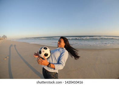 Rio De Janeiro - Brazil, January 10, 2018, Brazilian Soccer Team Player Marta Vieira Da Silva, At The Beach Of Barra Da Tijuca In Rio De Janeiro