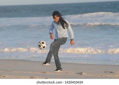 Rio De Janeiro - Brazil, January 10, 2018, Brazilian Soccer Team Player Marta Vieira Da Silva, At The Beach Of Barra Da Tijuca In Rio De Janeiro