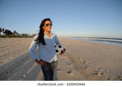 Rio De Janeiro - Brazil, January 10, 2018, Brazilian Soccer Team Player Marta Vieira Da Silva, At The Beach Of Barra Da Tijuca In Rio De Janeiro