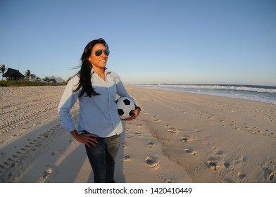 Rio De Janeiro - Brazil, January 10, 2018, Brazilian Soccer Team Player Marta Vieira Da Silva, At The Beach Of Barra Da Tijuca In Rio De Janeiro