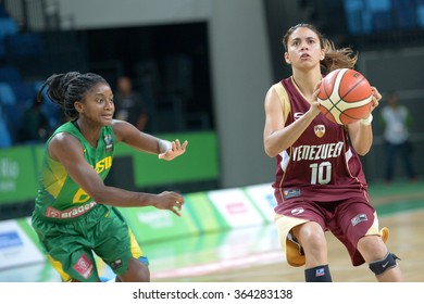 RIO DE JANEIRO, BRAZIL - january 15, 2015:  Luisiana Ortega in the match Brazil vs Venezuela for Basketball Test Event Female part of Rio2016 test events in the Olympic Park Arena 1