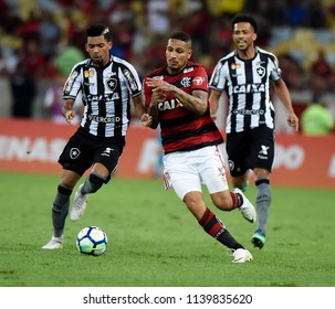 Rio de Janeiro- Brazil, July 21, 2018, Brazilian football match between Flamendo and Botafogo teams. Return of the player Paolo Guerrero after to play the World Cup for the selection of Peru. Match he