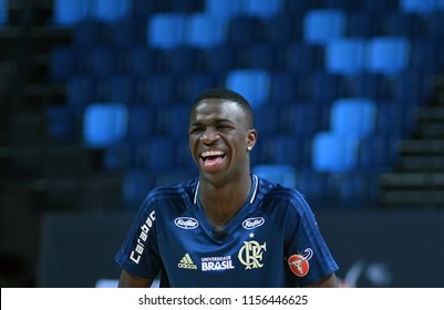 Rio De Janeiro, Brazil, July 9, 2007,
Soccer Player Vinícius Júnior, During A Visit To The Flamengo Basketball Players In The Rio De Janeiro Arena.