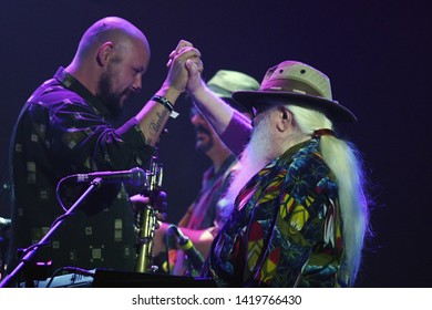 Rio De Janeiro, Brazil, June 8, 2019.
Multi-instrumentalist Hermeto Pascoal, During His Show At The Rio Montreux Jazz Festival At Pier Mauá In The City Of Rio De Janeiro.