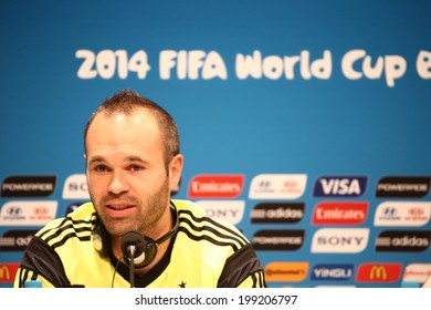 Rio De Janeiro, BRAZIL - June 17, 2014: Andres INIESTA In A Press Conference During The FIFA 2014 World Cup. No Use In Brazil.