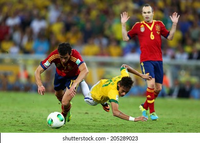 RIO DE JANEIRO, BRAZIL - June 30, 2013: Neymar Of Brazil During The Final Match Against Spain Held At Maracana Stadium For The FIFA Confederations Cup Brazil 2013.