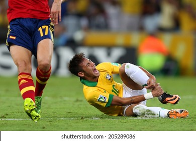 RIO DE JANEIRO, BRAZIL - June 30, 2013: Neymar Of Brazil During The Final Match Against Spain Held At Maracana Stadium For The FIFA Confederations Cup Brazil 2013.