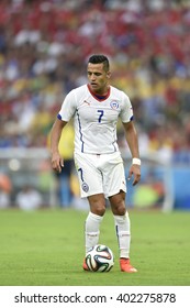 RIO DE JANEIRO, BRAZIL - June 18, 2014: Alexis SANCHEZ of Chile during the FIFA 2014 World Cup. Spain is facing Chile in the Group B at Maracana Stadium