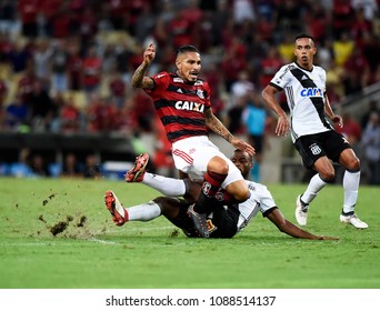Rio de Janeiro- Brazil, May 10, 2018 soccer player Paolo Guerrero, during the match between Flamengo and Ponte Preta at the stadium of Maracanã

