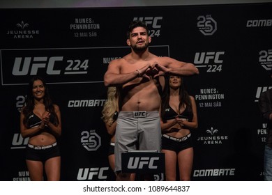 RIO DE JANEIRO, BRAZIL, MAY 12, 2018: Fight Kelvin Gastelum During Weighing At UFC 224 (Ultimate Fighter Championship), Rio De Janeiro