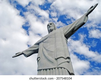 RIO DE JANEIRO, BRAZIL - MAY 26: Close Up Of Christ The Redeemer, An Art Deco Statue Of Jesus Christ On The Corcovado Mountain, On May 26, 2012 In Rio De Janeiro, Brazil.