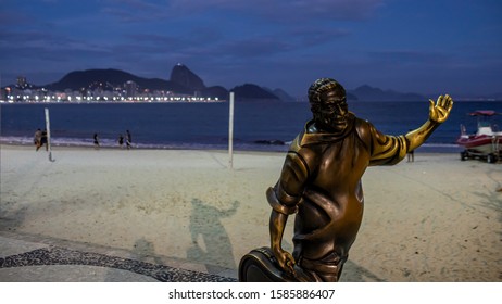 Rio De Janeiro - Rio De Janeiro - Brazil - NOV 21 2019: Partial View Of Dorival Caymmi Statue On Copacabana Beach