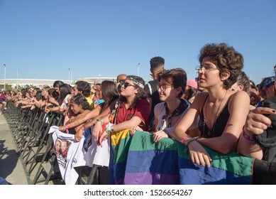 RIO DE JANEIRO, BRAZIL, OCTOBER, 05,2019: Audience arriving for the penultimate day of Rock in Rio 2019 in the city of rock in the Olympic Park in Barra da Tijuca west side of Rio de Janeiro - Shutterstock ID 1526654267