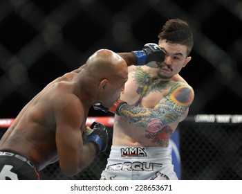 RIO DE JANEIRO, BRAZIL - October 25, 2014: UFC 179 Featherweight Championship Rematch Between The Current Champion Brazilian Jose Aldo And American Chad Mendes At Ginasio Do Maracanazinho.