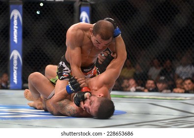 RIO DE JANEIRO, BRAZIL - October 25, 2014: UFC 179 Featherweight Championship Rematch Between The Current Champion Brazilian Jose Aldo And American Chad Mendes At Ginasio Do Maracanazinho.