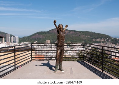 RIO DE JANEIRO, BRAZIL - OCTOBER 8, 2015: Michael Jackson Memorial In Santa Marta Favela. The Statue Was Built Shortly After Musician's Death In Year 2009.