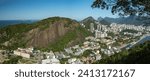 Rio de janeiro Brazil. Panoramic aerial view of hill Urca, the neighborhoods of Urca, Botafogo and Santa Marta. In the foreground, the Rio de Janeiro Yacht Club and Botafogo Bay.