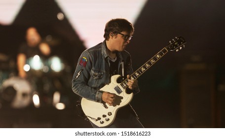 Rio De Janeiro, Brazil  September 28th, 2019- Rock In Rio      Weezer Band Rivers Cuomo Performs At The Rock In Rio Festival