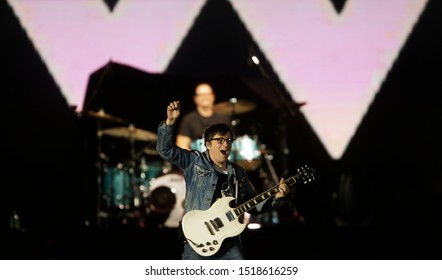 Rio De Janeiro, Brazil  September 28th, 2019- Rock In Rio      Weezer Band Rivers Cuomo Performs At The Rock In Rio Festival