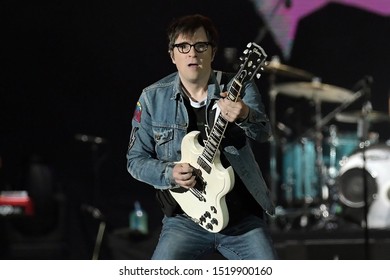 Rio De Janeiro, Brazil, September 29, 2019.
Vocalist And Guitarist Rivers Cuomo Of The Band Weezer During A Concert At Rock In Rio In Rio De Janeiro.