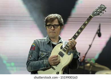 Rio De Janeiro, Brazil, September 29, 2019.
Vocalist And Guitarist Rivers Cuomo Of The Band Weezer During A Concert At Rock In Rio In Rio De Janeiro.