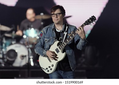 Rio De Janeiro, Brazil, September 29, 2019.
Vocalist And Guitarist Rivers Cuomo Of The Band Weezer During A Concert At Rock In Rio In Rio De Janeiro.