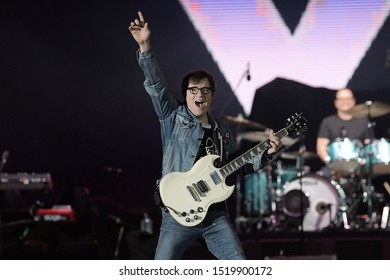 Rio De Janeiro, Brazil, September 29, 2019.
Vocalist And Guitarist Rivers Cuomo Of The Band Weezer During A Concert At Rock In Rio In Rio De Janeiro.