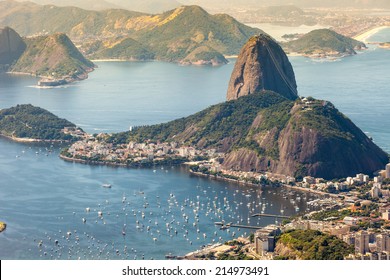 Rio de Janeiro, Brazil. Suggar Loaf and Botafogo beach viewed from Corcovado  - Shutterstock ID 214973491