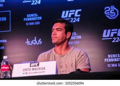 RIO DE JANEIRO, MARCH 20, 2018: Fighter Lyoto Machida During Press Conference Of UFC 224 (Ultimate Fight Championship)