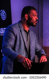 RIO DE JANEIRO, MARCH 20, 2018: Fighter Minotauro During Press Conference Of UFC 224 (Ultimate Fight Championship)