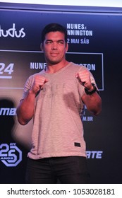 RIO DE JANEIRO, MARCH 20, 2018: Fighter Lyoto Machida During Press Conference Of UFC 224 (Ultimate Fight Championship)